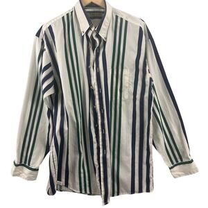 Vintage Loafers Reed St. James Striped Long Sleeve Button Down Shirt Linen Large